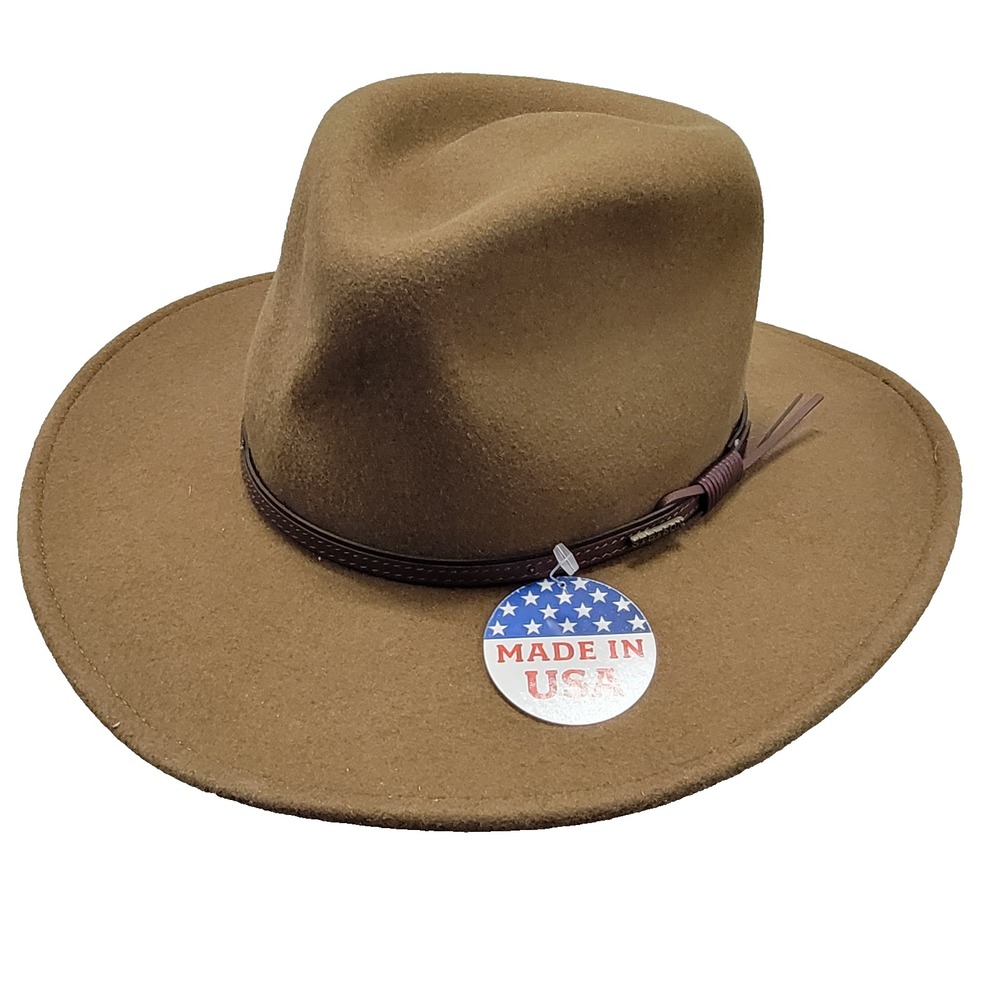 Stetson Hat Mens Large Bozeman Cowboy Light Brown Wool Crushable Water Repel